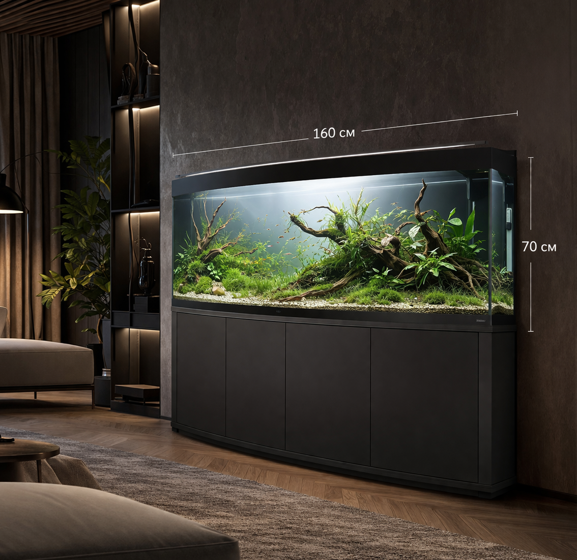 Интеграция аквариума в мебель Современный интерьер с аквариумом