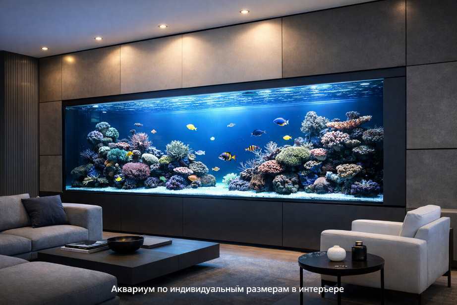 Море в офисе на заказ Большой морской аквариум